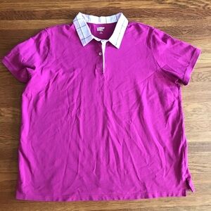 Lands End 1X polo shirt womens fuchsia y2k preppy
